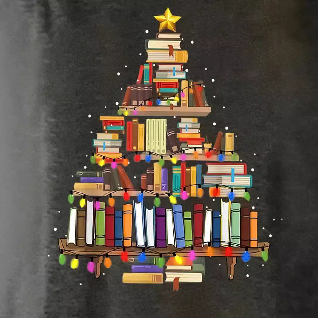 Damen lässiger Langarm-Pullover mit festlichem Bücher-Motiv Heidi-Mode