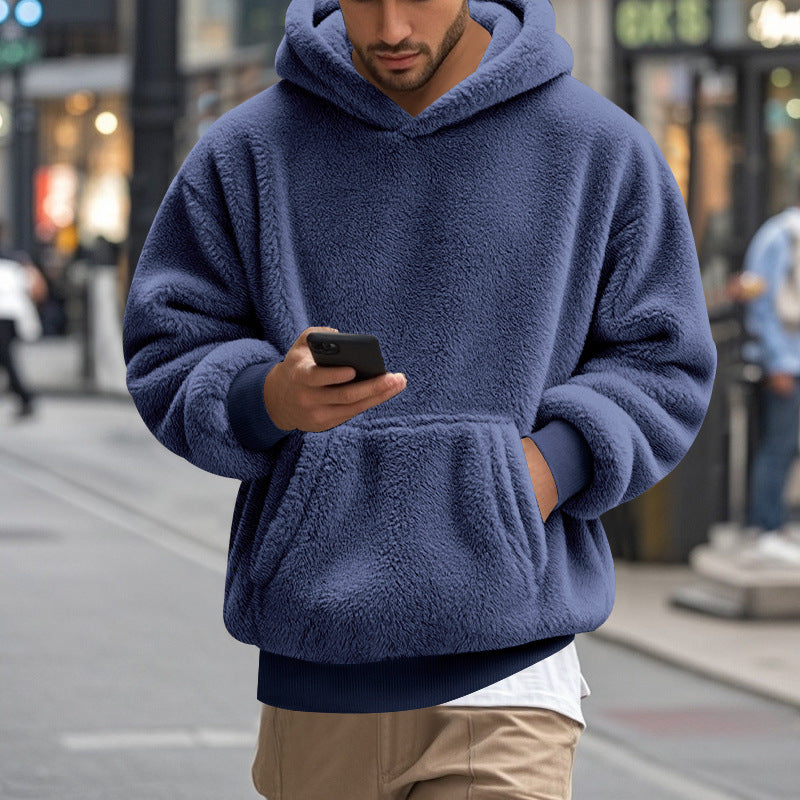 Herren übergroßer Fleece-Hoodie mit Kängurutasche und gemütlichem Schnitt Heidi-Mode