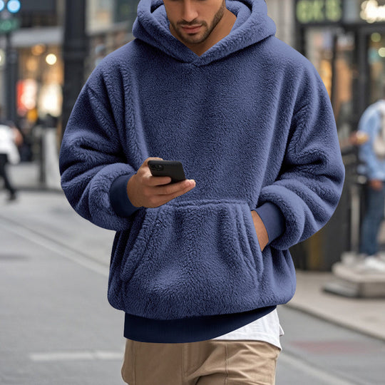 Herren übergroßer Fleece-Hoodie mit Kängurutasche und gemütlichem Schnitt Heidi-Mode