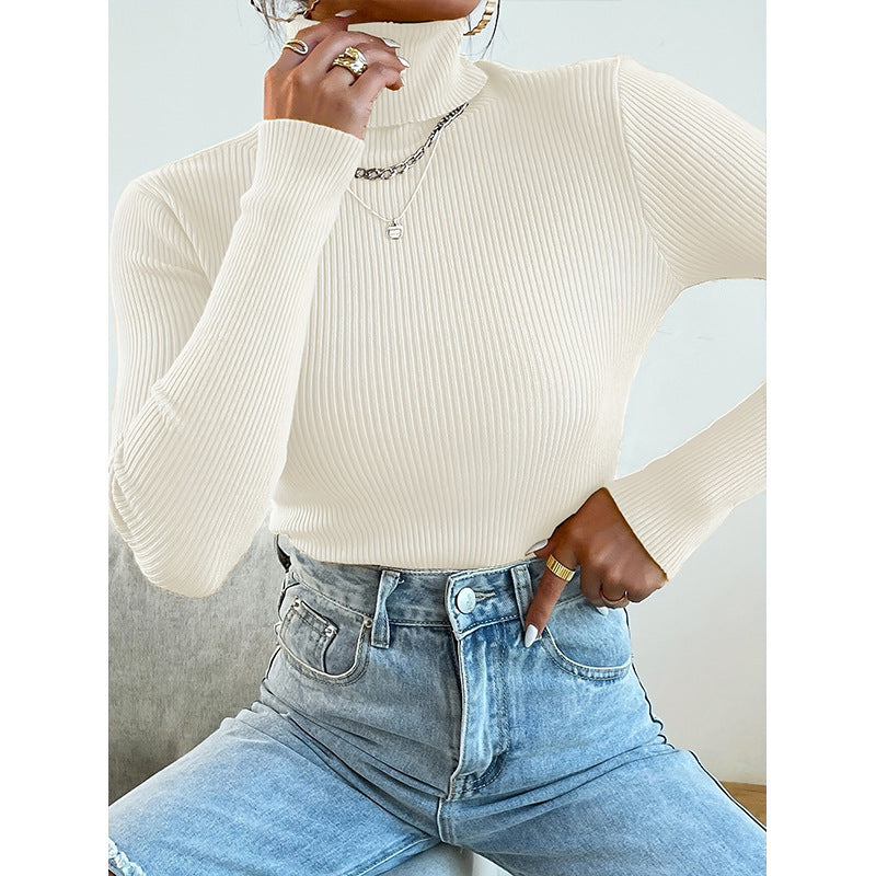 Damen Rollkragenpullover mit modernem Rippdesign Heidi-Mode