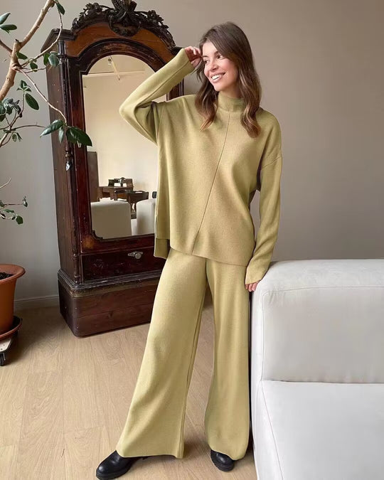 Damen Set aus gemütlichem Oversized-Pullover und lässiger Stoffhose Heidi-Mode