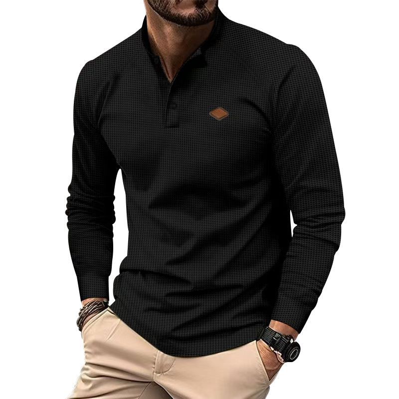 Herren Langarm-Henley-Shirt mit strukturierter Oberfläche und modischen Knopfdetails Heidi-Mode