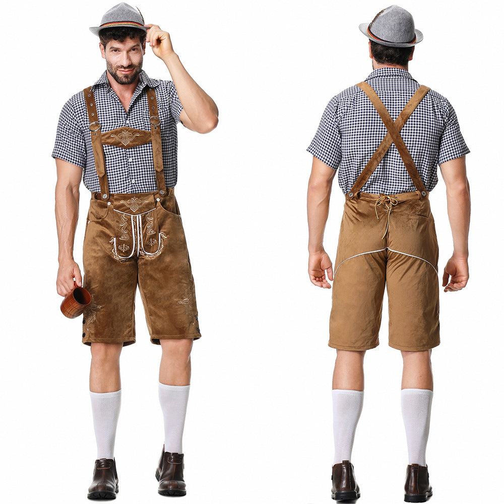 Herren Trachtenbermuda mit kunstvoller Stickerei und verstellbaren Hosenträgern Heidi