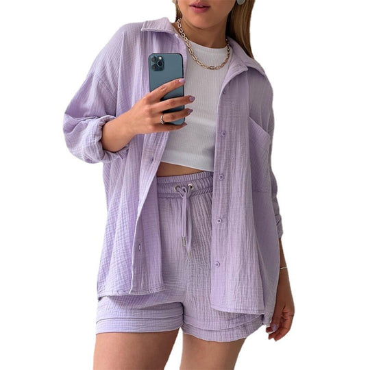 Damen lässige Oversized-Hemdjacke mit Gürtel Heidi-Mode