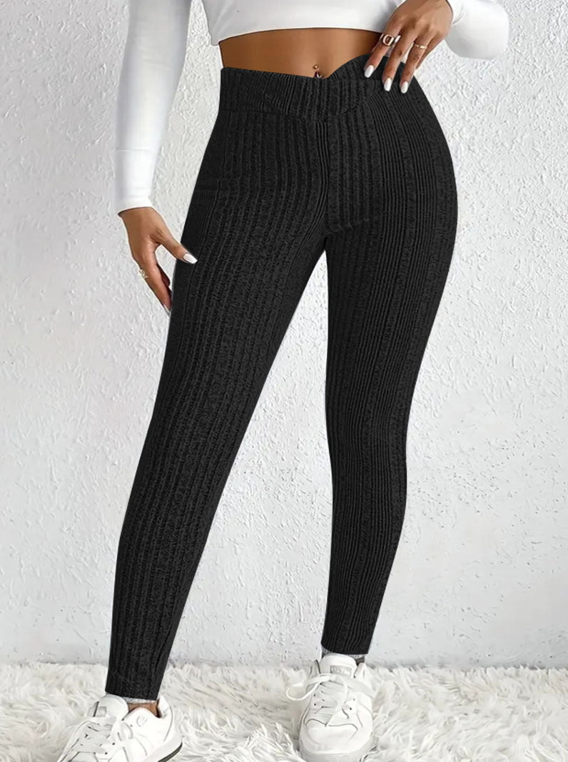 Damen Hochwertige Strickleggings im eleganten Rippmuster Heidi-Mode