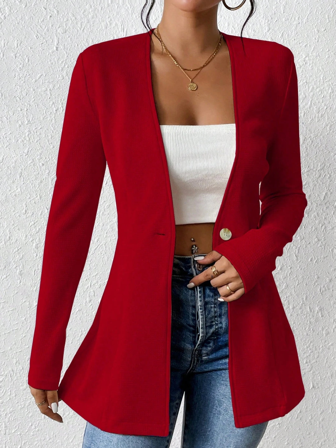Damen elegante Blazerjacke mit asymmetrischem Schnitt Heidi-Mode