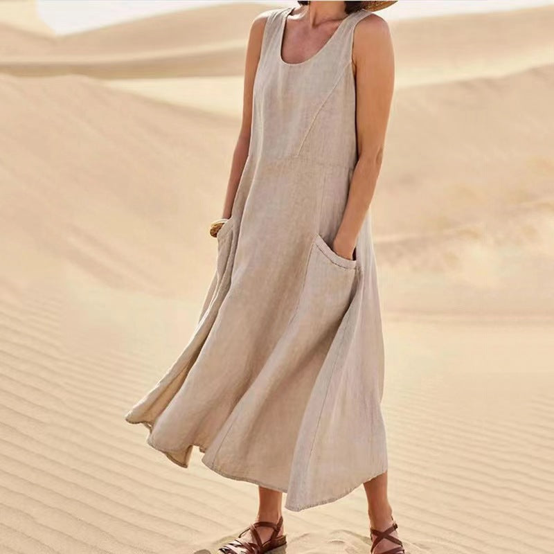 Damen Sommerliches Maxi-Kleid mit praktischen Taschen und lässigem Schnitt Heidi-Mode