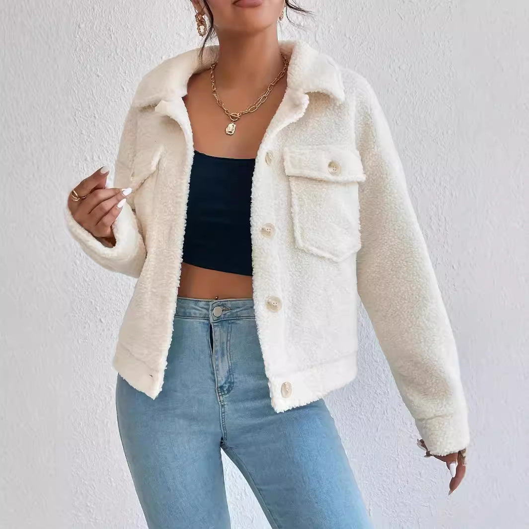 Damen Kuschelige Fleecejacke im stylishen Design mit Taschen Heidi-Mode