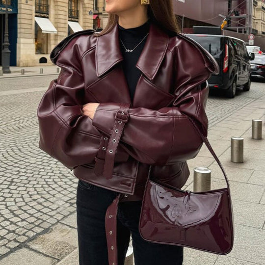 Damen Modische jacke im cropped Design mit Gummizug Heidi-Mode