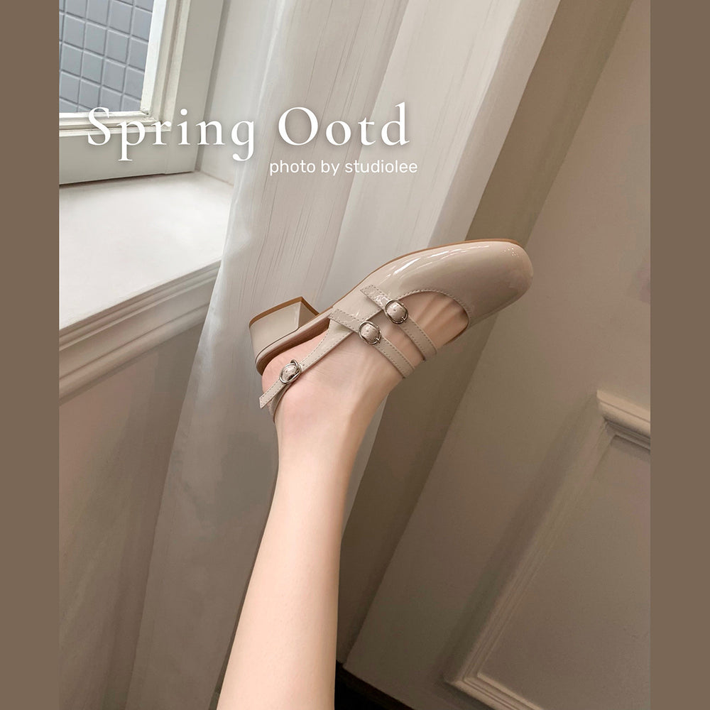 Frauen Chunky Heel Slingback Pumps mit dekorativen Riemenakzenten Heidi-Mode