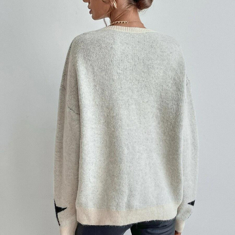 Damen Großer Stern Pullover Heidi-Mode