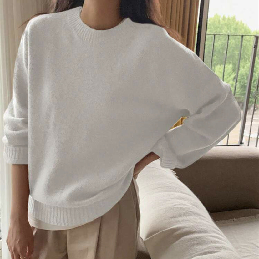 Damen Gemütlicher Rundhals-Pullover aus hochwertigem Stoff Heidi-Mode