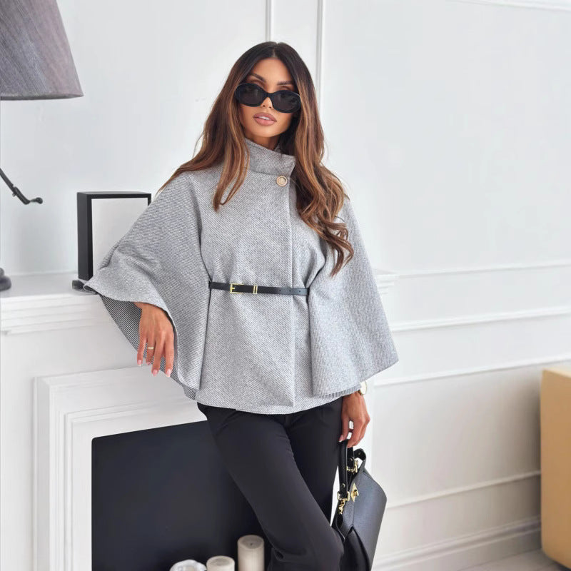 Damen modische Umhängejacke mit stylischem Gürteldetail Heidi-Mode