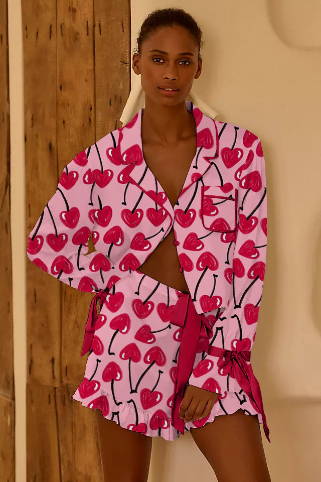 Damen Schlafanzug-Set mit Erdbeer-Design Heidi-Mode