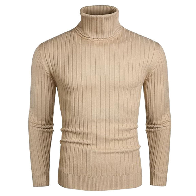 Herren Rollkragenpullover aus elastischem Strickmaterial mit feinem Rippendesign Heidi-Mode