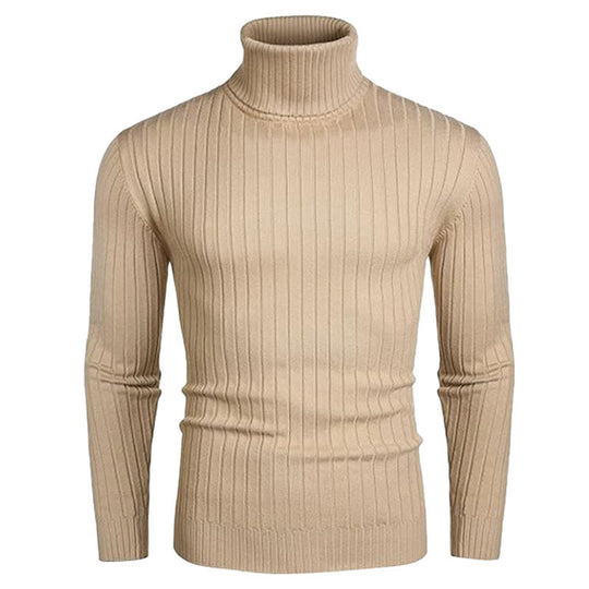 Herren Rollkragenpullover aus elastischem Strickmaterial mit feinem Rippendesign Heidi-Mode