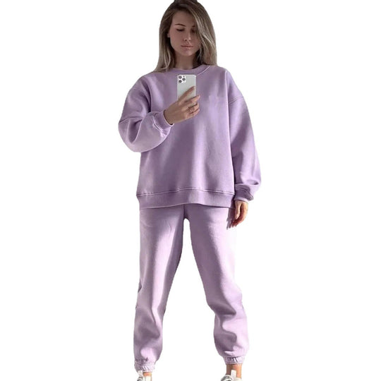 Damen lässiges Fleece-Trainingsset mit hoher Taille Heidi-Mode