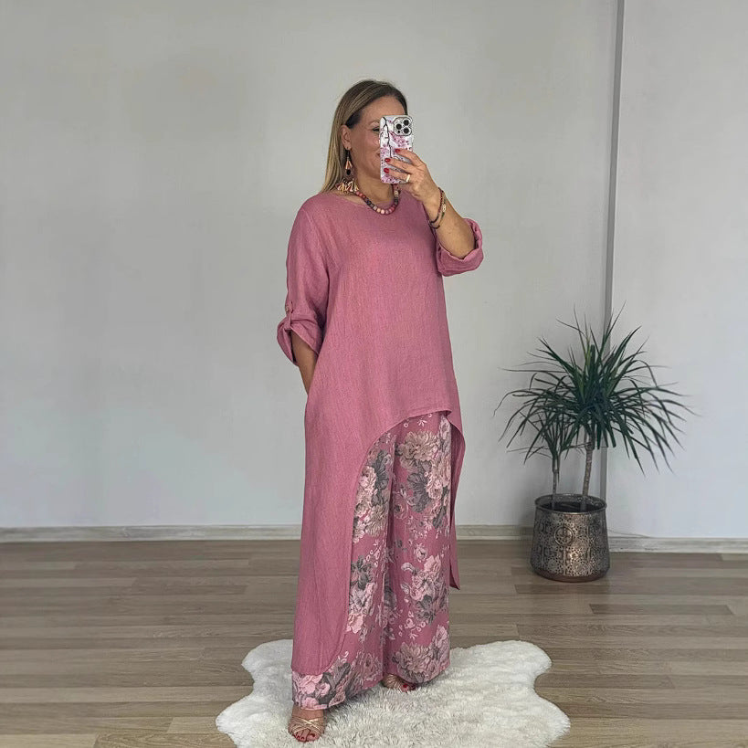 Damen Relaxed Fit Leinen Tunika Top Heidi-Mode