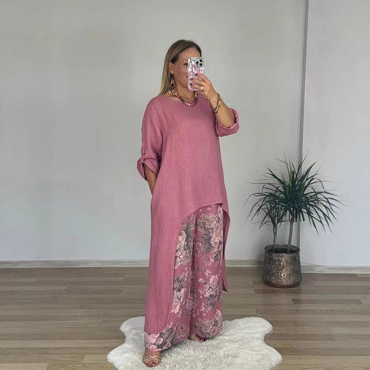 Damen Relaxed Fit Leinen Tunika Top Heidi-Mode