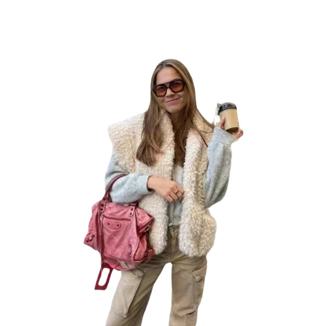 Damen Fleece-Weste mit innovativen Überwurf-Details und praktischen Taschen Heidi-Mode