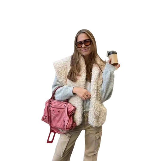Damen Fleece-Weste mit innovativen Überwurf-Details und praktischen Taschen Heidi-Mode