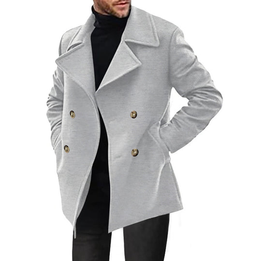 Herren klassischer Peacoat mit modischem Revers und eleganten Knopfdetails Heidi-Mode