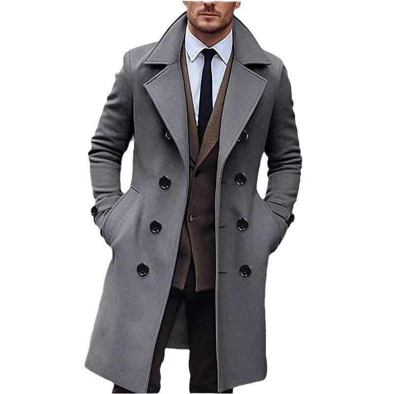 Herren doppelreiher Mantel aus hochwertigem Material Heidi-Mode