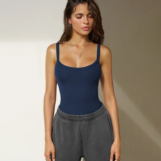 Damen Figurbetonter Body mit verstellbaren Spaghettiträgern Heidi-Mode