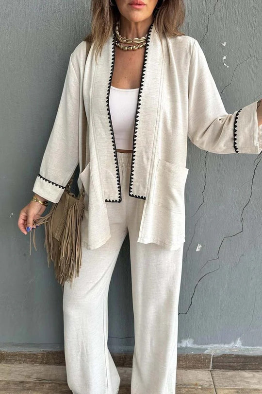 Damen Elegant geschnittene Jacke mit kontrastierendem Saum Heidi-Mode