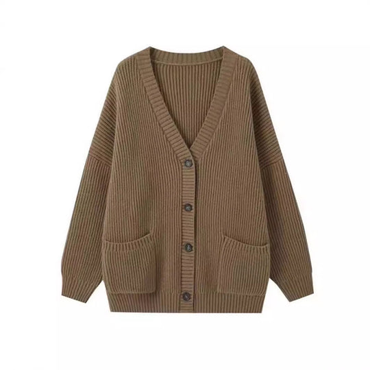 Damen Grobstrick-Cardigan mit Taschen und weichem Schnitt Heidi-Mode