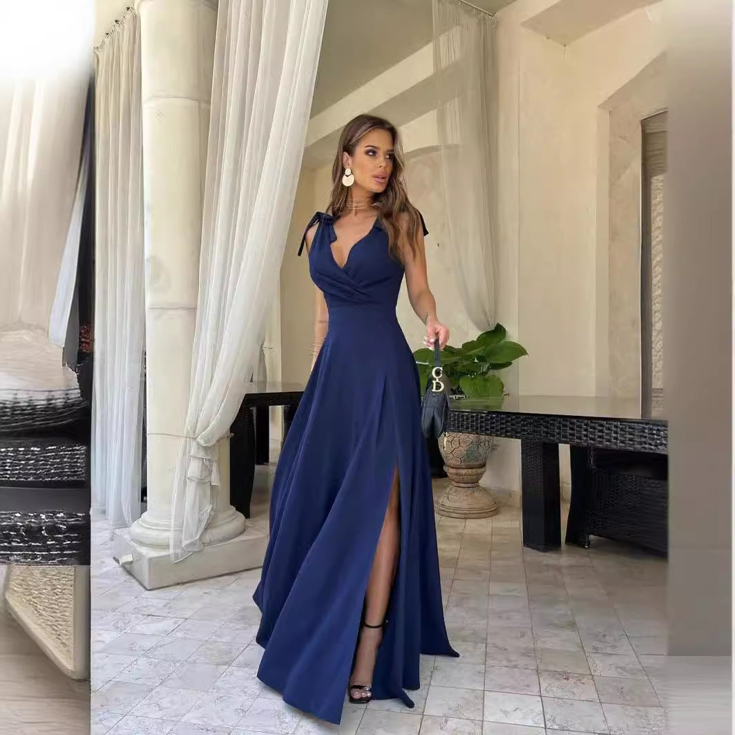 Damen Elegantes Abendkleid mit Hohem Schlitz Heidi-Mode