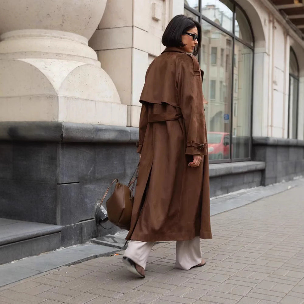 Damen Stilvoller Trenchcoat mit weitem Schnitt und Gürtel Heidi-Mode