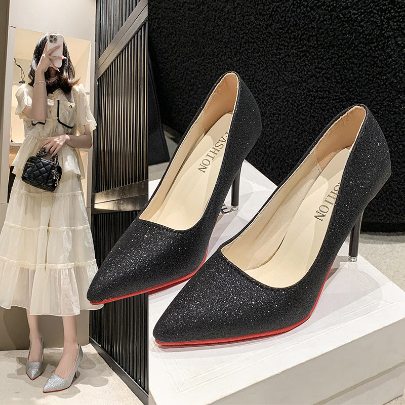 Damen Glitzernde High Heels mit elegantem spitzem Design und rutschfestem Fußbett Heidi-Mode