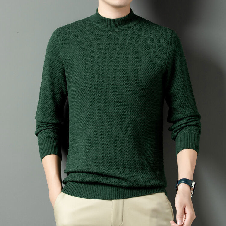 Herren Strukturierter Rollkragenpullover aus hochwertiger Baumwolle Heidi-Mode