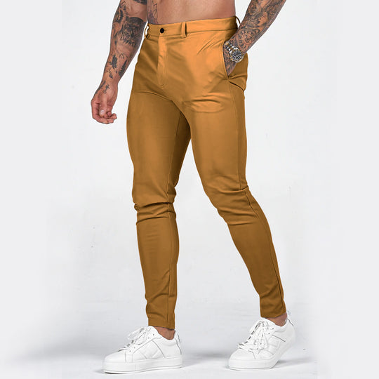 Herren elegante Slim-Fit Chinohose mit elastischem Bund und praktischen Taschen Heidi-Mode