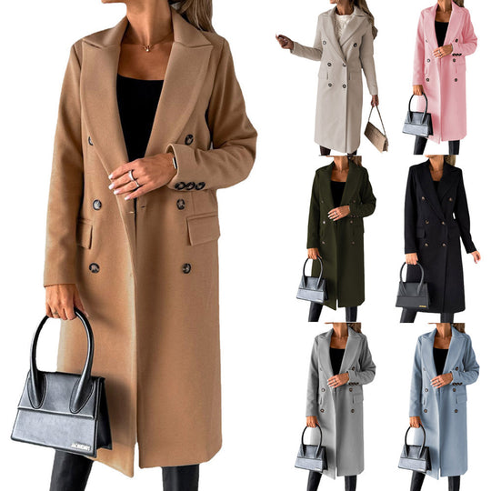Damen Wintermantel im eleganten Schnitt mit doppelter Knopfreihe und tiefen Taschen Heidi-Mode