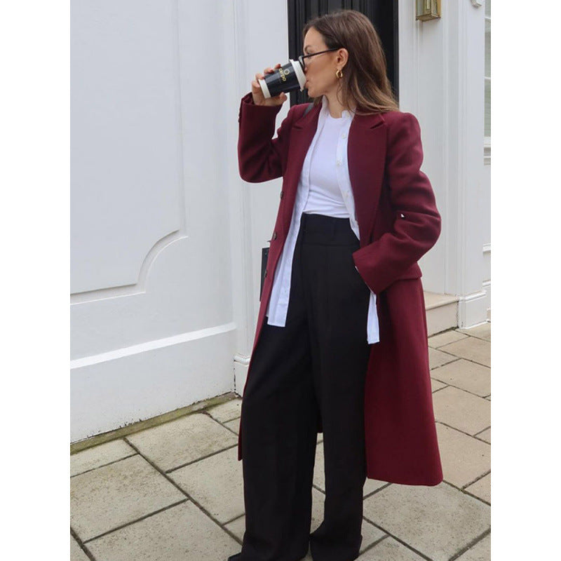 Damen eleganter langer Wollmantel Heidi-Mode