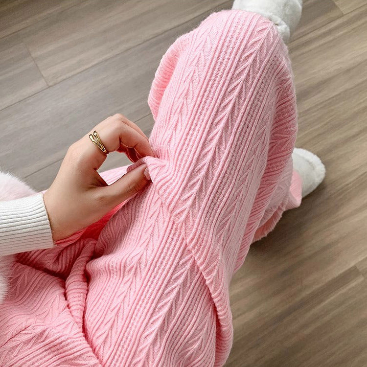 Damen Weiche Strickhose mit Zopfmuster Heidi-Mode