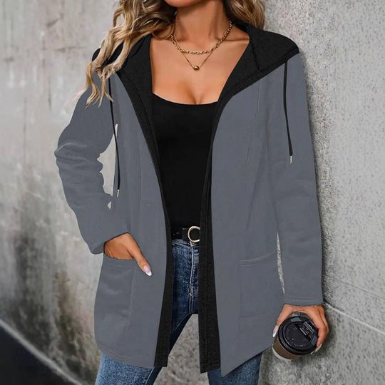 Damen lässige Kapuzenjacke mit seitlichen Taschen und modernem Schnitt Heidi-Mode
