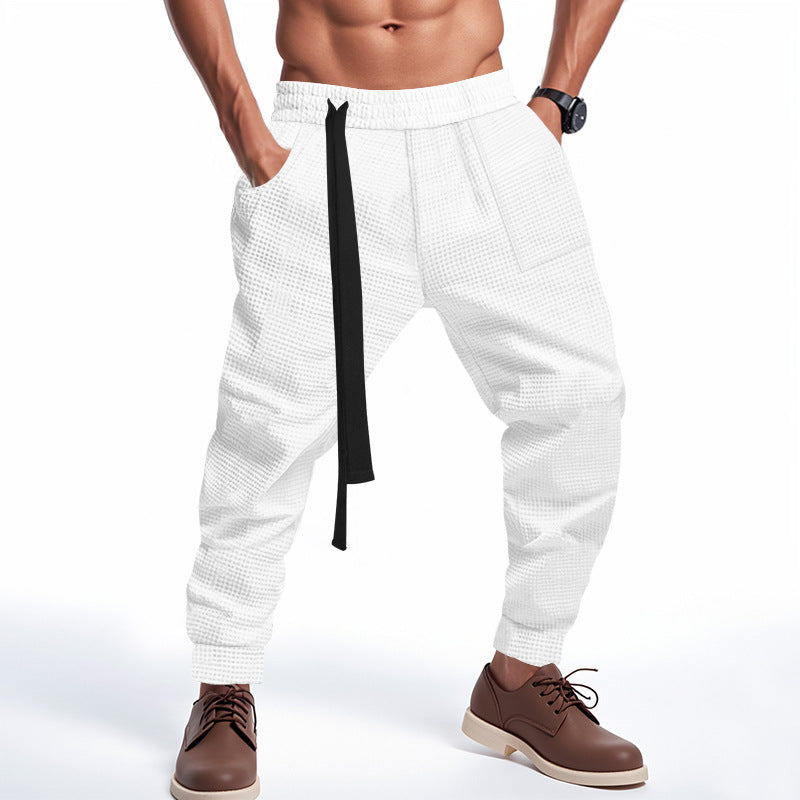 Herren Bequeme Waffelstruktur Jogginghose mit Kordelzug Heidi-Mode