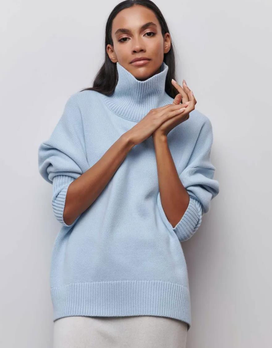Damen Oversized Rollkragenpullover aus weichem Strick Heidi-Mode