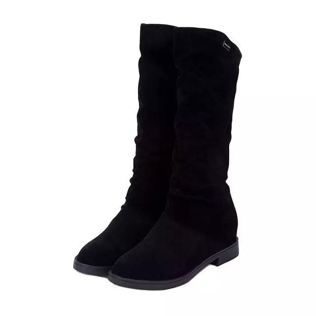 Damen Overkneestiefel aus weichem Wildlederimitat mit elegantem Falten-Design und rutschfester Sohle Heidi-Mode