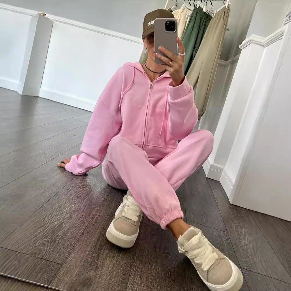 Damen sportliches Fleece-Jogginganzug-Set Heidi-Mode