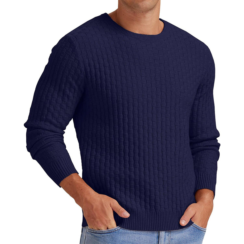 Herren strukturiertes Sweatshirt mit Rundhalsausschnitt und langem Arm Heidi-Mode