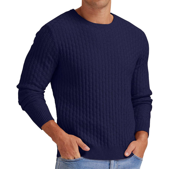 Herren strukturiertes Sweatshirt mit Rundhalsausschnitt und langem Arm Heidi-Mode