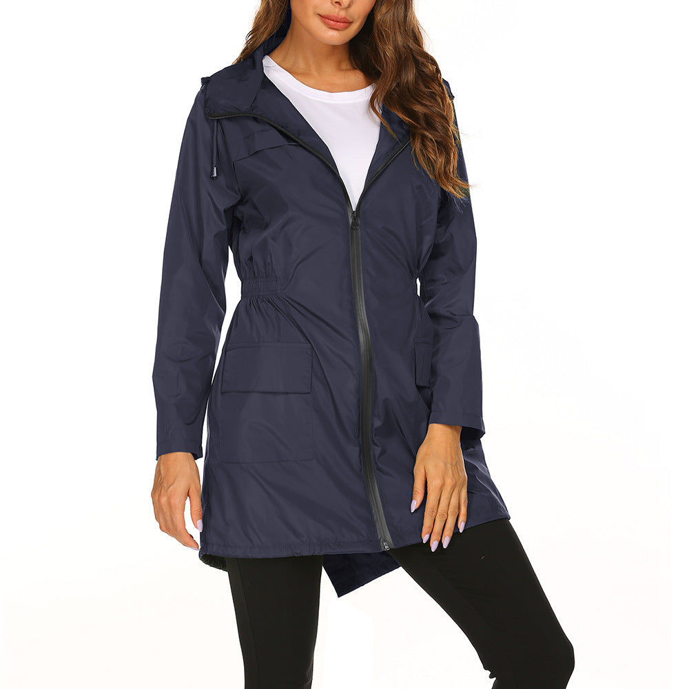 Damen Outdoor-Jacke mit verstellbarer Kapuze und elastischem Bund Heidi-Mode