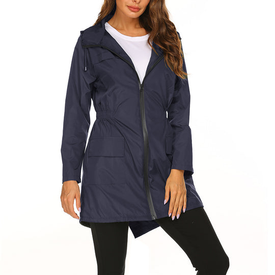 Damen Outdoor-Jacke mit verstellbarer Kapuze und elastischem Bund Heidi-Mode