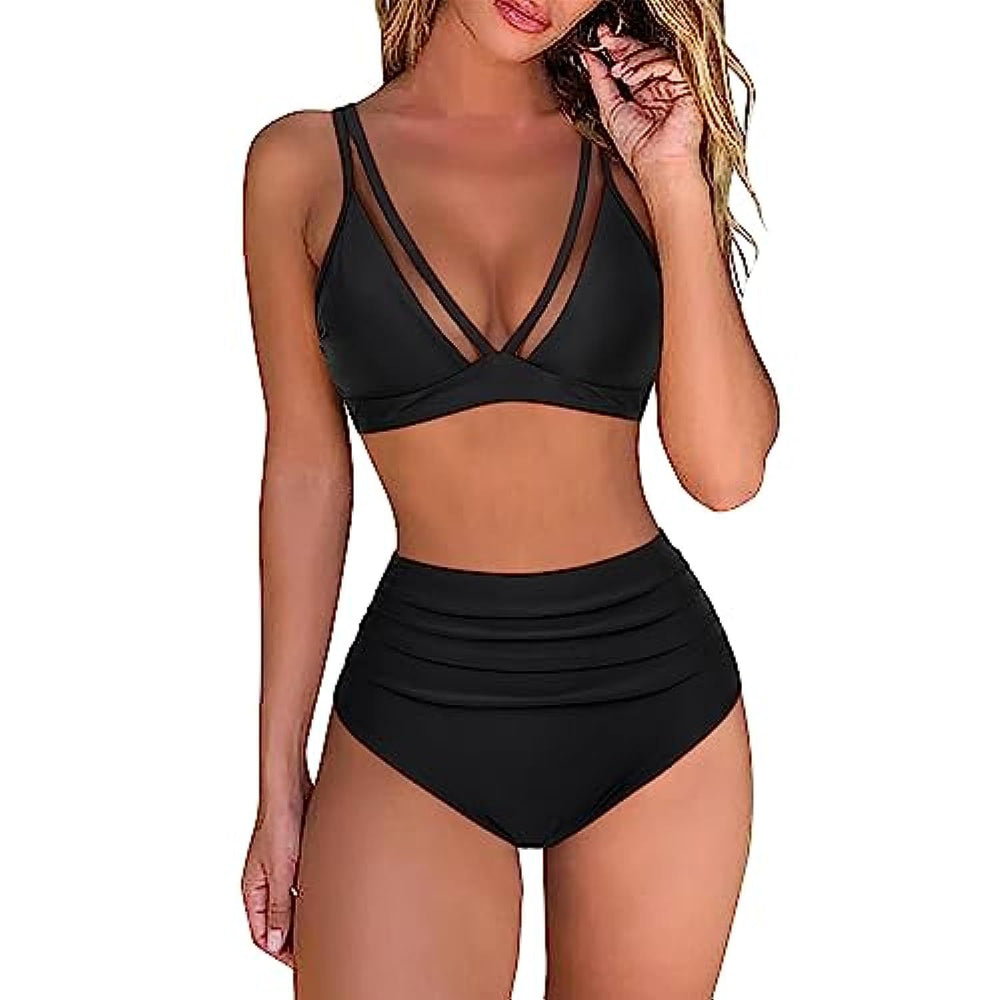 Damen High-Waisted Tiered Animal Print Bikini Set Heidi-Mode