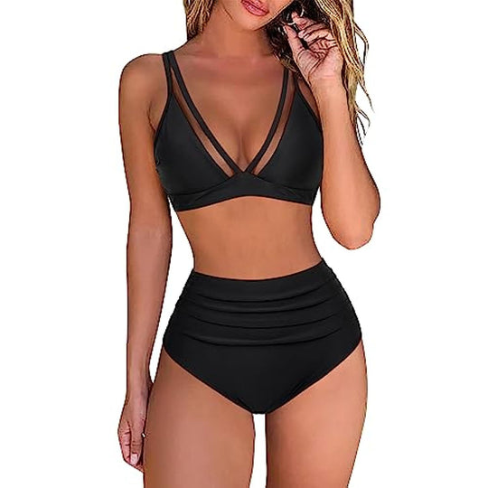 Damen High-Waisted Tiered Animal Print Bikini Set Heidi-Mode