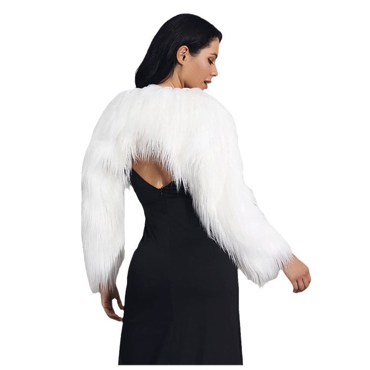 Damen Extravaganter Kunstpelzbolero mit elegantem Schnitt Heidi-Mode